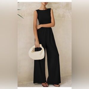 PRETTYGARDEN Wide-Leg High-Waist Black Jumpsuit